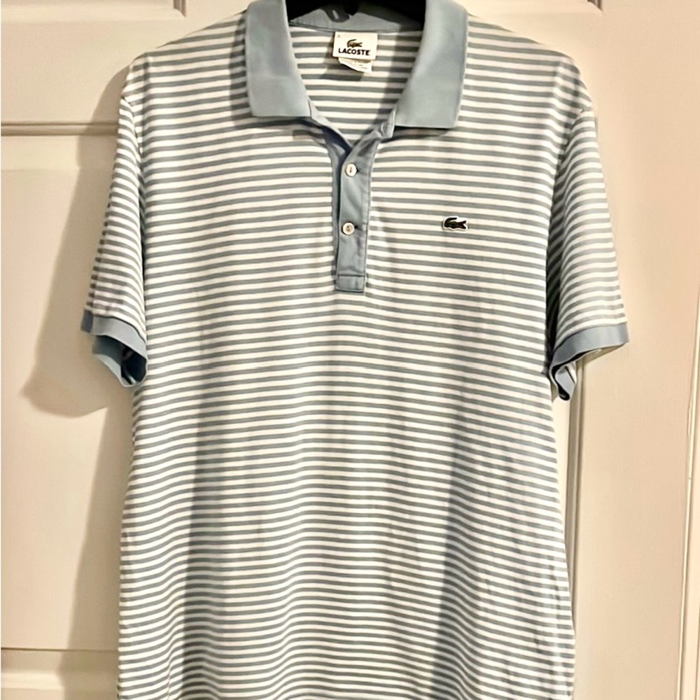 Lacoste Men's Blue Striped Polo Shirt
